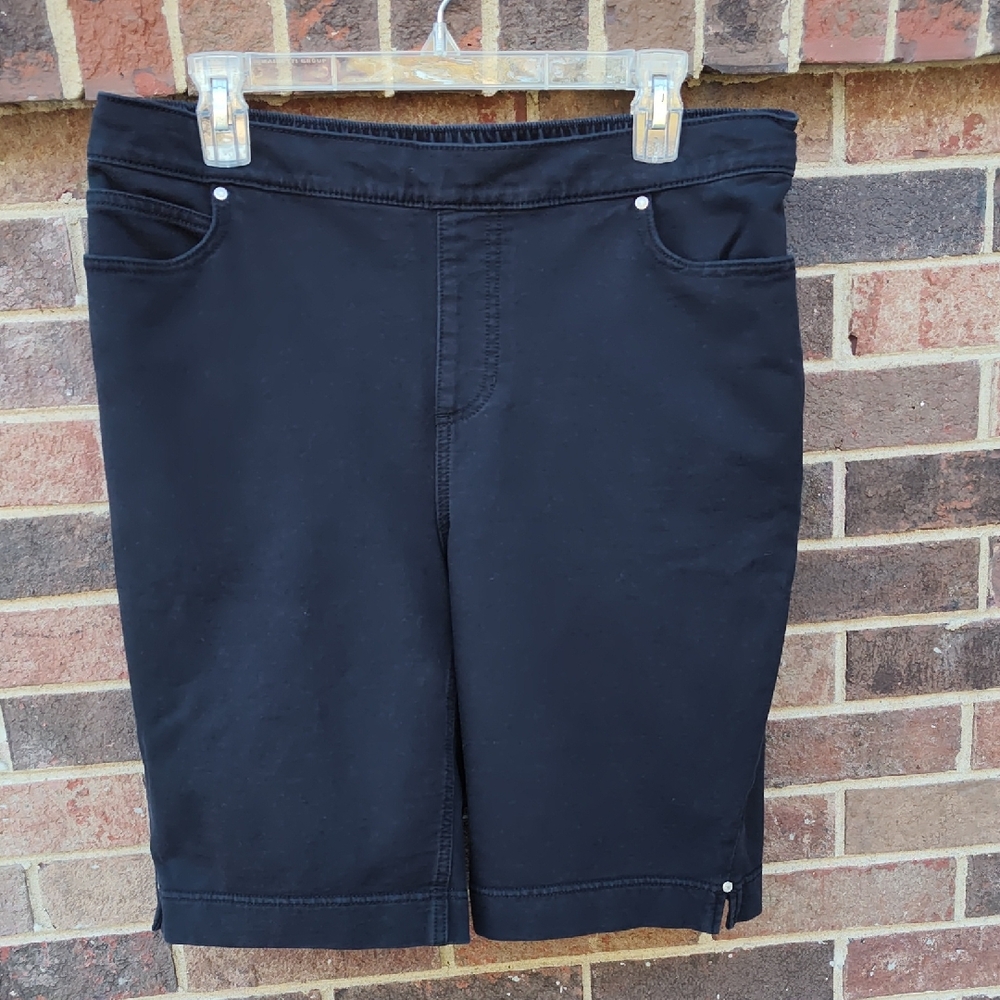 Catherines Black Flat Front Women's Shorts